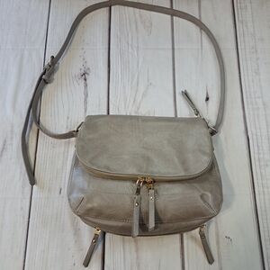 Miztique Elegant Gray Leather Crossbody Bag